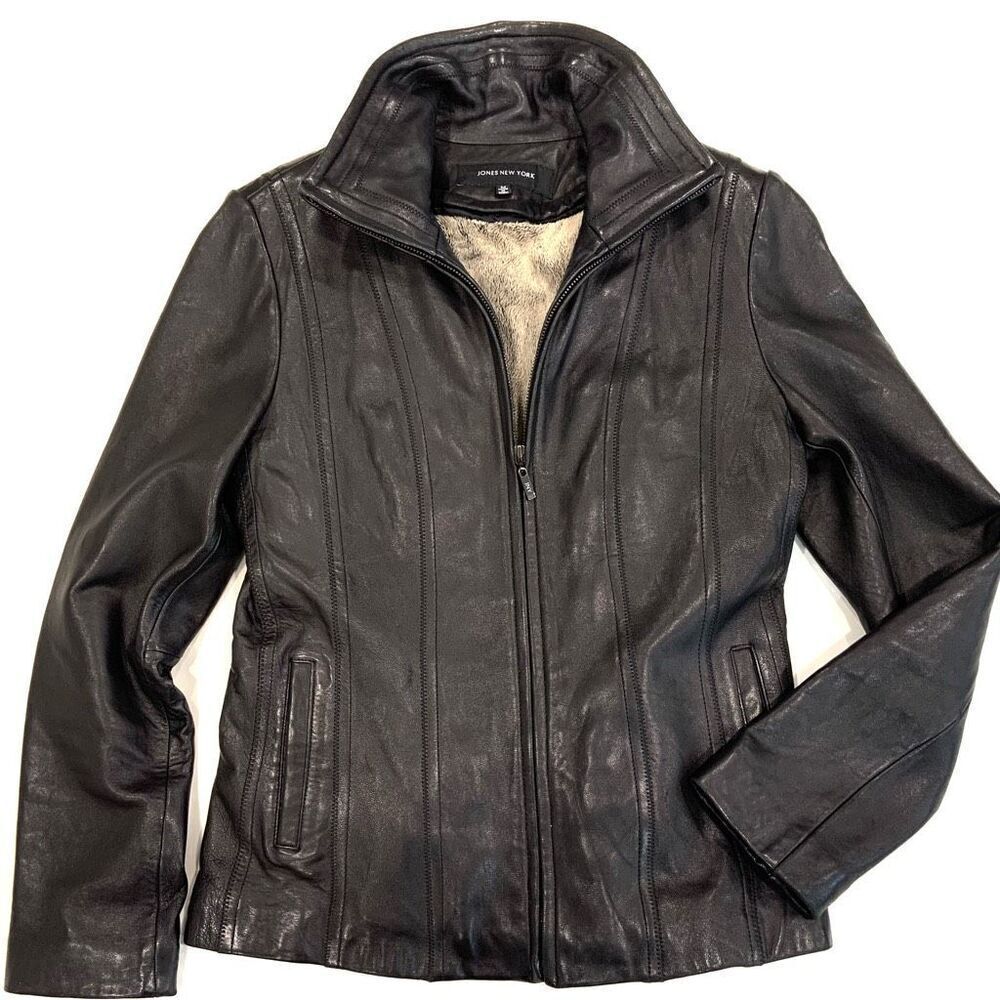 JONES NY Leather Jacket w/ removable liner (Sz M)